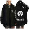 Japan Anime Death Note Lynlås Hættetrøjer Gotisk Herre Tegneserie Misa Amane L Ryuk-Grafik Streetwear Sort Fleece Lynlås Jakke Frakker