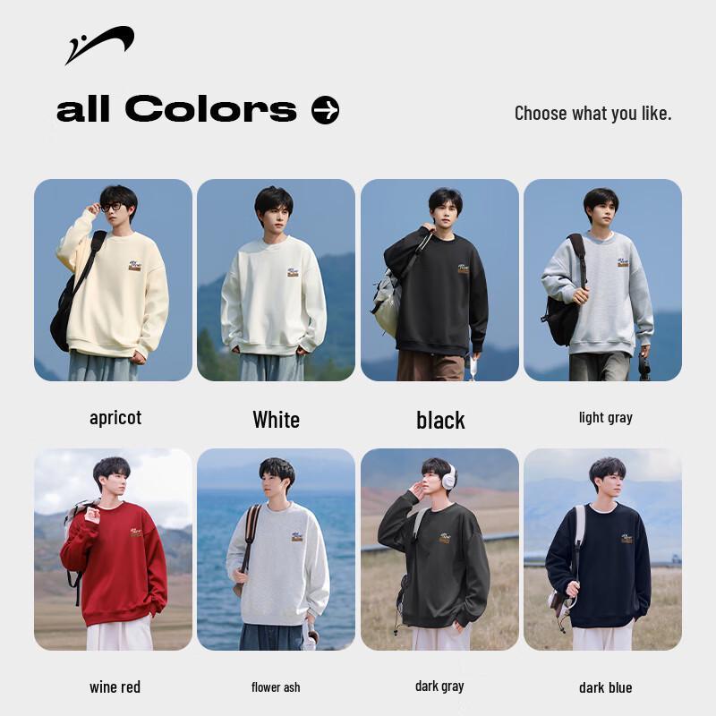 Guirenniao Men's Loose Fit Crewneck Drop Shoulder Sweatshirt