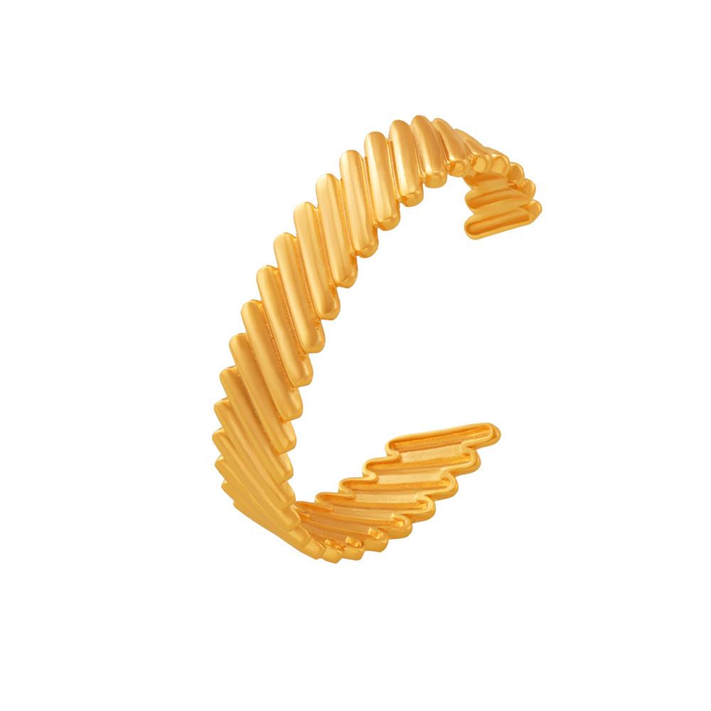 Textured Splicing Irregular Bracelet Opening Design Copper Material Plated 18k Real Gold Retro Personality Women