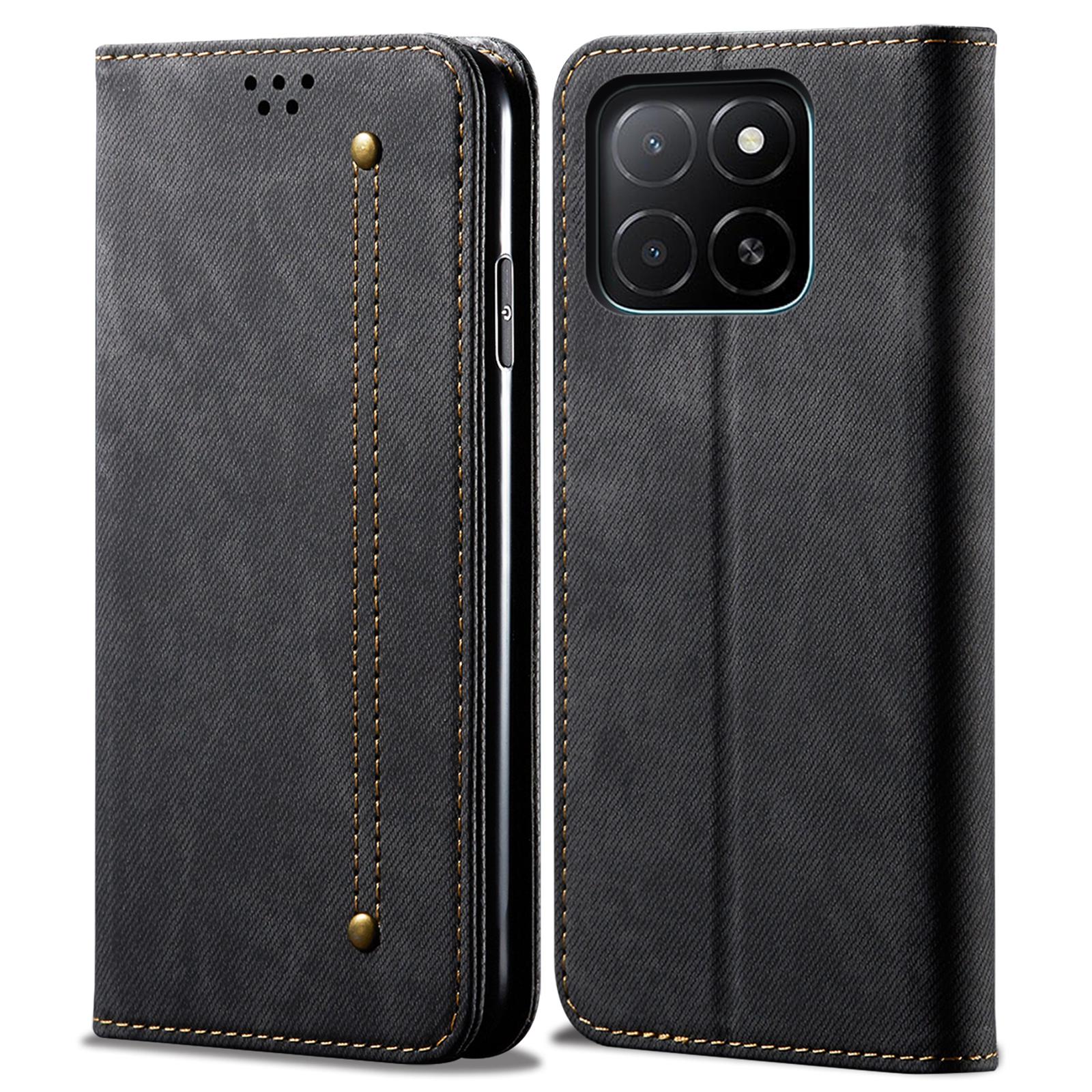 

For Honor X5b Plus/X5b Case Jeans Cloth Texture Anti-Scratch Leather Stand Phone Cover A