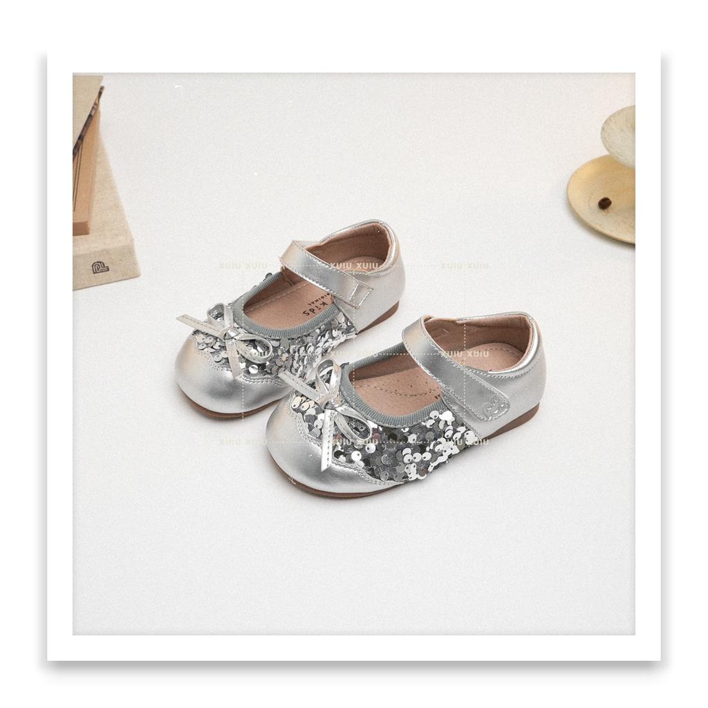 XSHX "Sliver Collection" Silver Retro Girls Mary Jane Leather Shoes Girls Spring and Autumn [Wenzhou Shoes]