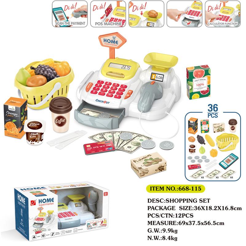 

Детская страница оформления заказа Игрушки игровой домик, Интеллектуальная имитация супермаркета с корзиной для покупок Набор с кассовым аппаратом