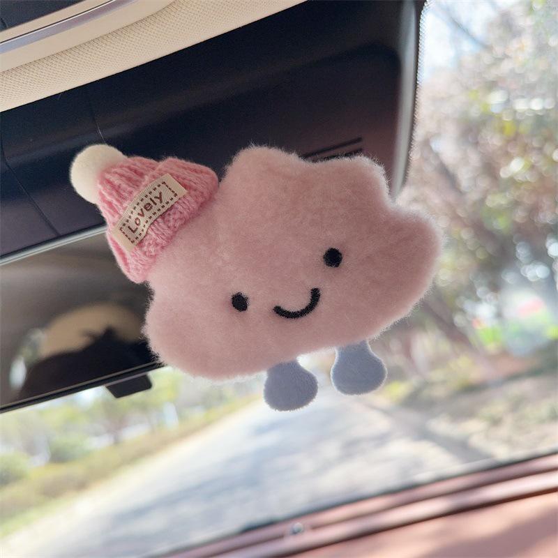 Set Creativo de Adornos de Nube de Dibujos Animados para Espejo Retrovisor - Lindos Accesorios de Interior de Coche Estilo Diosa