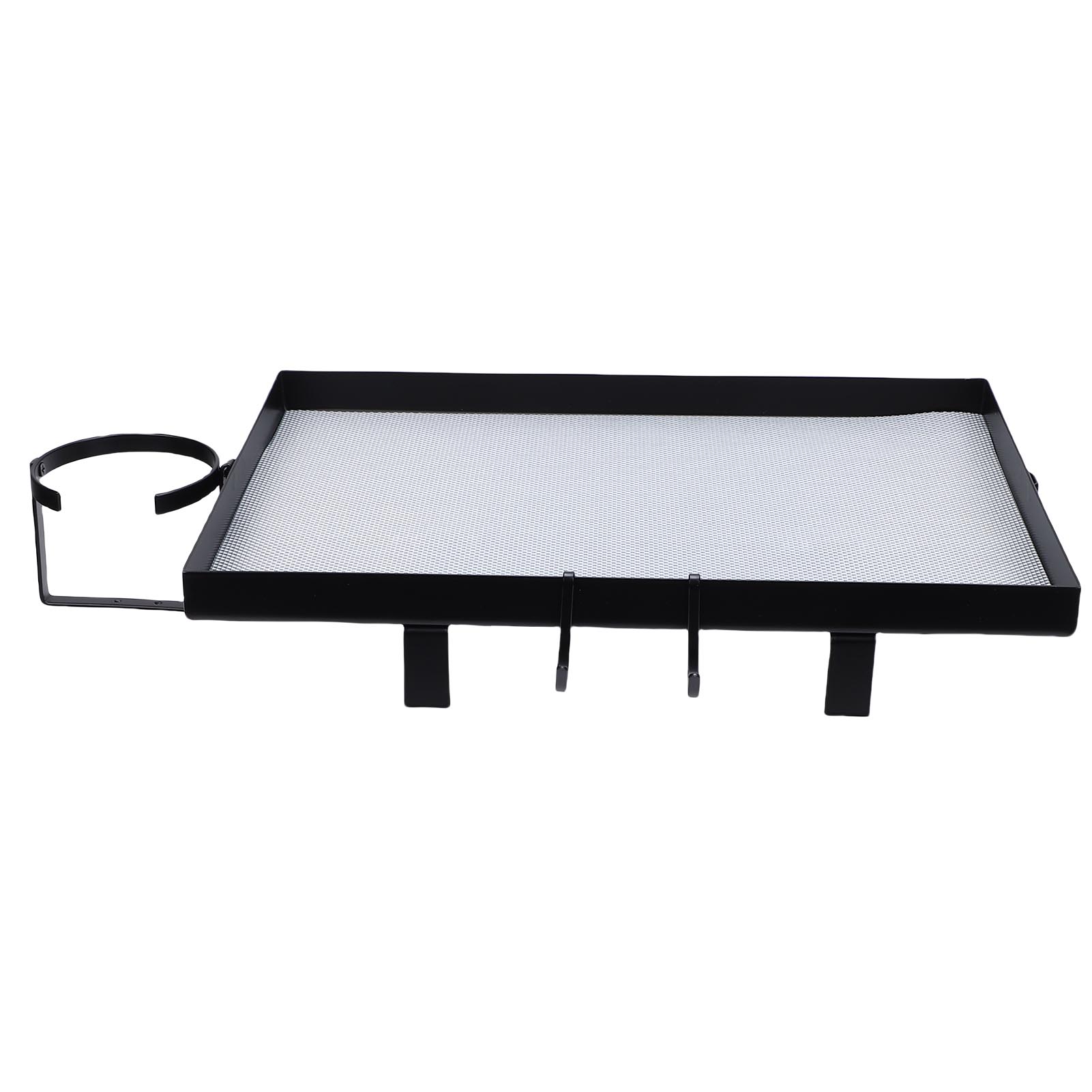 

Bedside Shelf with Cup Holder Carbon Steel Bunk Bed Tray Clip On Nightstand with Hooks for College Dorm Room Table Storage