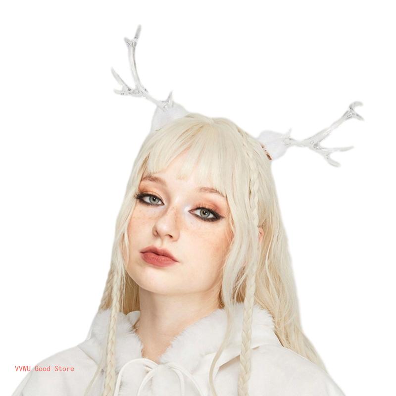 2PCS Lovely Hair Clip Clear Christmas Antler Hair Barrettes Bangs Hair Clip