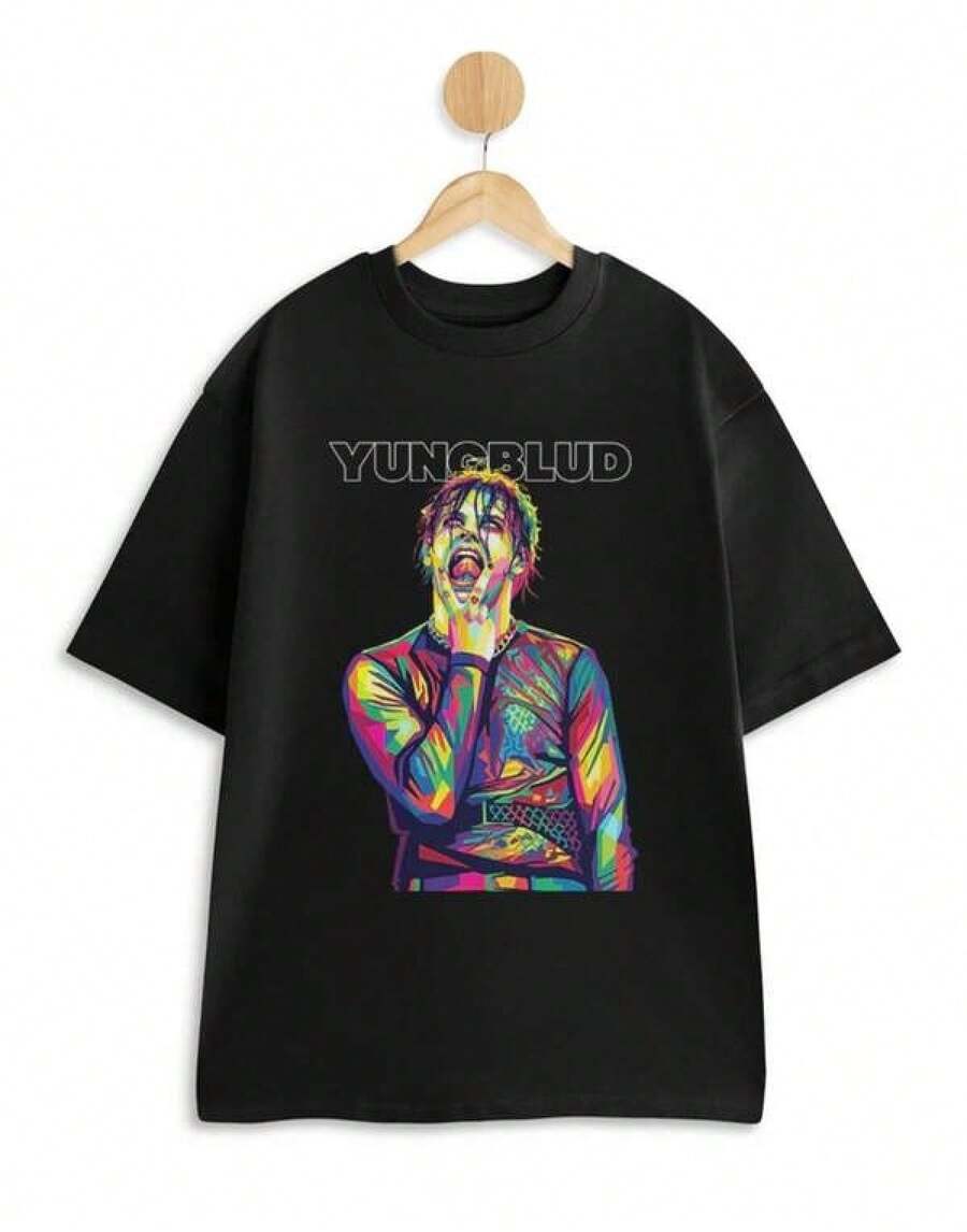 

Yungblud Rainbow Pose Tee Yungblud Singer In Dynamic Pose With Rainbow Colors On Black Cotton Unisex M