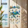 Ocean-Themed Wind Chime Decoration Decoration, Animal Hanging Sun Catcher with Faux Crystal Drops, Stained Glass Acrylic Ornament for Window