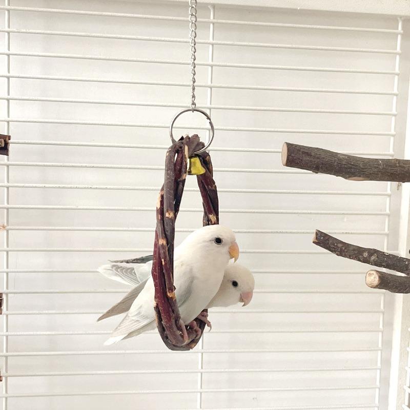 Papageienspielzeug Ring, Vogelschaukel, Apfelzweig geflochtener Ring, Vogelständer, Rattanring, Nagespielzeug Vogelkäfig