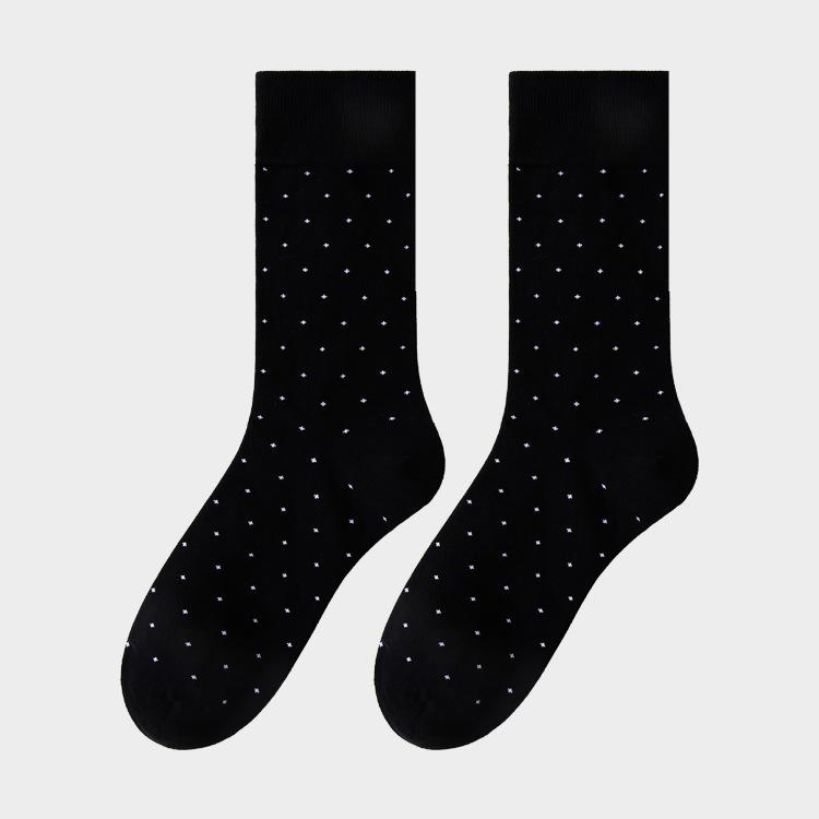 Mens Dress Socks Plus Size High Quality Combed Cotton Crew Socks Black Cool Argyle Breathable Casual Socks for Men