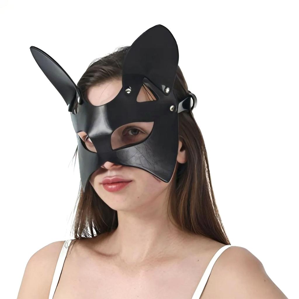 PU kůže Kostým kočky Rekvizita Měkká Ručně vyráběná Záhadný Punkový Gotický Styl Černá Cosplay Maska na obličej kočky Jednoduchý Opalovací okraj