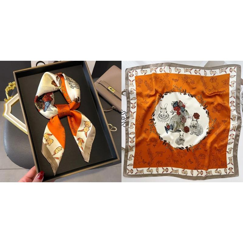 Lenço Quadrado de Seda Estampa Floral de Luxo Mulheres Lenço de Cetim Macio Faixa de Cabelo Lenço de Pescoço Cabeça Hijab Senhora Faixa de Cabelo Foulard Fita de Bolsa