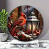 Vintage Metal Tin Sign Red Cardinal Winter Wreath Oil Lamp Retro Wall Decor for Home Bar Cafe Rustic