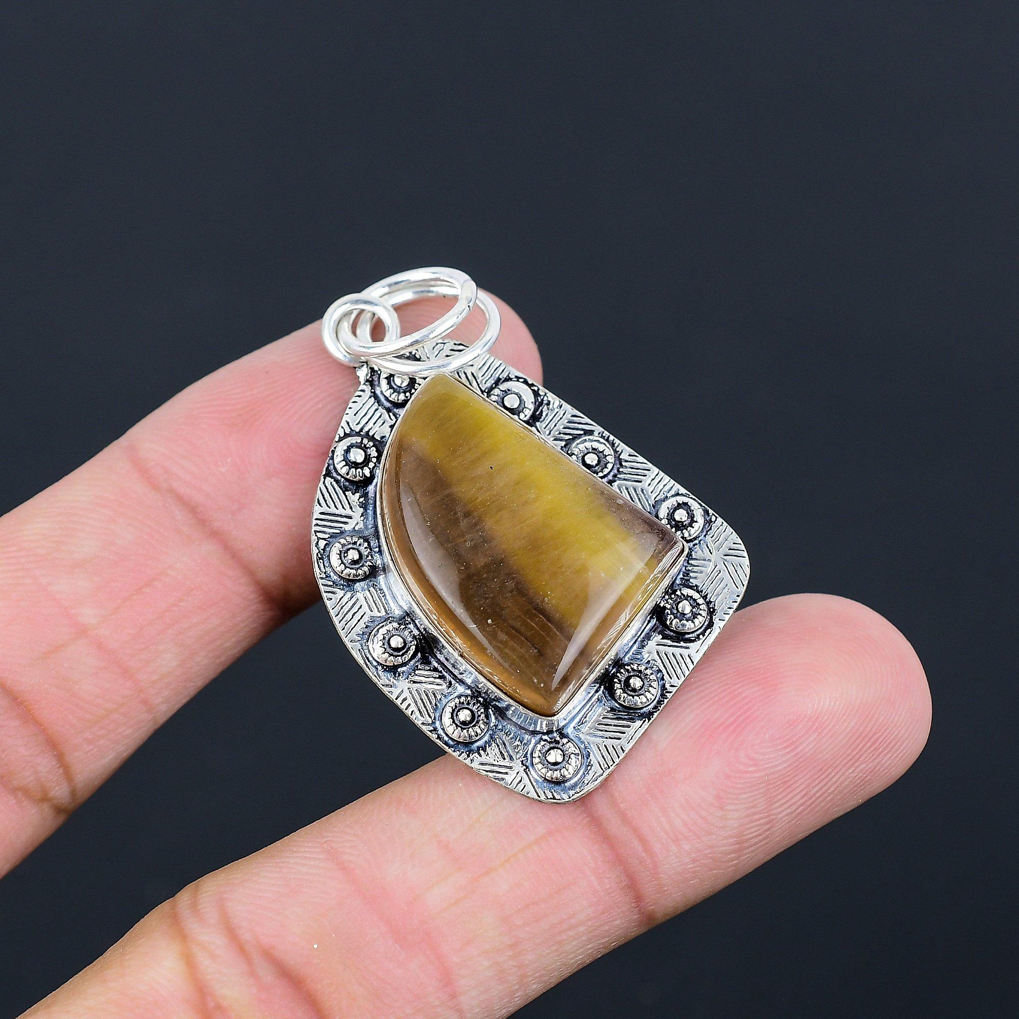 Mothers day Deal Sterling Silver Trillion Multi Fluorite Stone Pendant Jewelry