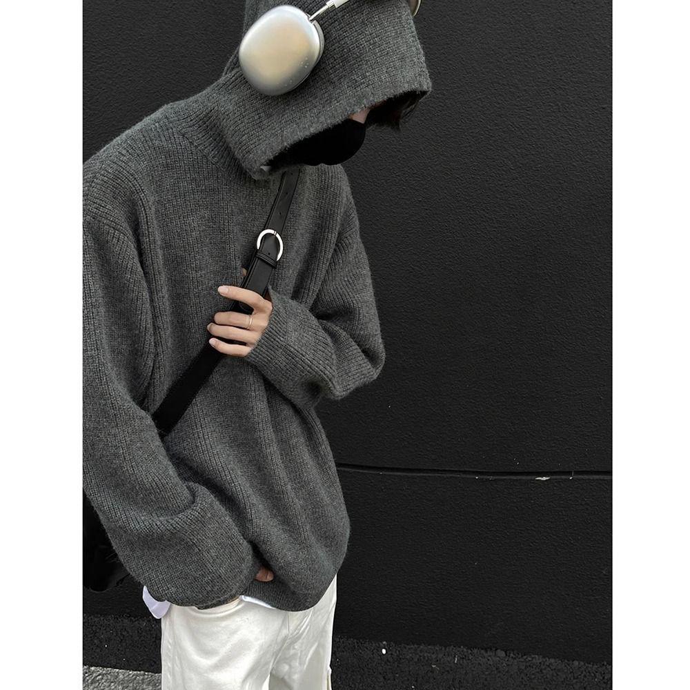 Men's Retro Hooded Knit Cardigan - Autumn/Winter Unisex Korean Trend Style