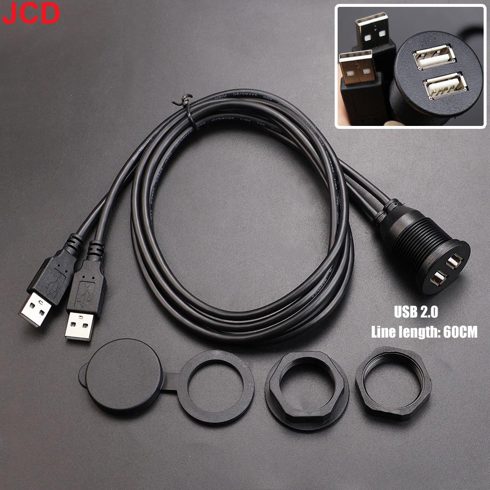 JCD Car Dashboard Installation Extension Cable USB2.0/3.0 Male to Female Socket Panel Single Dual Port Waterproof Line Adapter