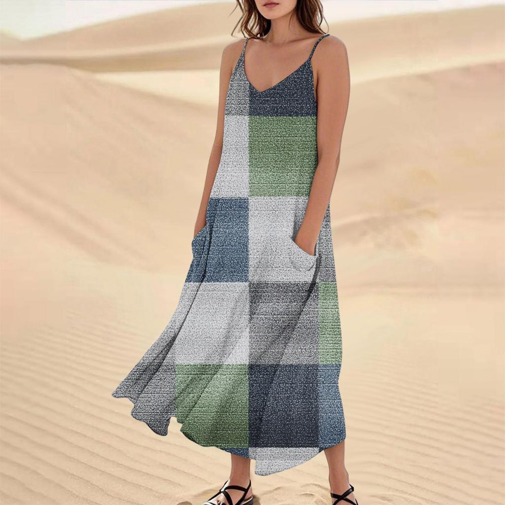 Damen Sommerkleid Lässig Locker Lange Strandurlaub Kleider