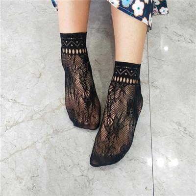 4-Pair Retro Lace Lace Mesh Sexy Hollow Stocking Women's Short Stocking Black