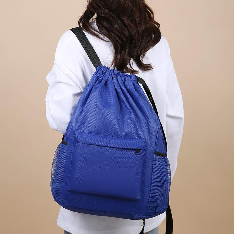 1Pc Outdoor Swimming Fitness Training Bag Solid Color Simple Lightweight Travel Backpack Leisure Lightweight Sports Basketball Bundle Mouth Bag
