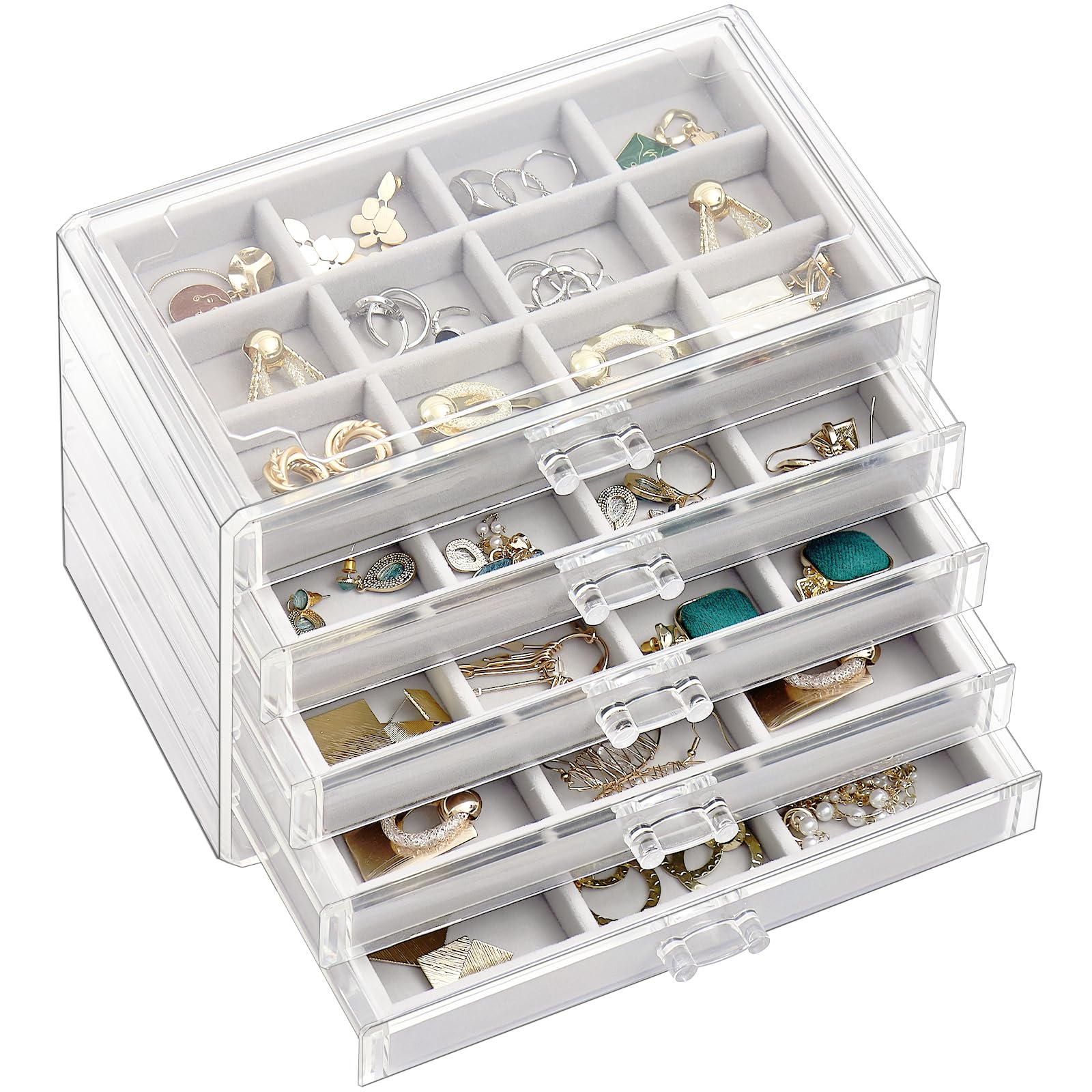 

ProCase Jewelry 5 Jewelry Clear Acrylic for Jewelry Accessory Trinket Gift Box, Layers, Storage, Drawer, Women, Girls, Box, Case, Organizer, Box,