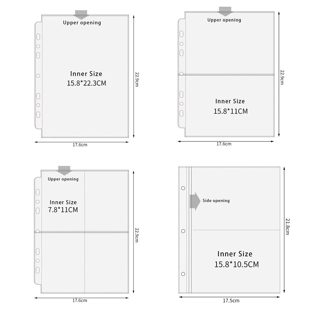 Inner Page Card Binder A5 Photocard Binder Sheets Transparent PP Acid Free Photo Album Refill Pages Photo Album Sleeves