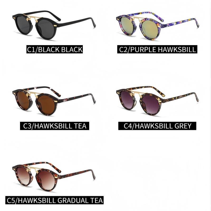 Retro Round Sunglasses Women Fashion Small Oval Sun Glasses for Female Vintage Shades Driving Rivet Tortoiseshell Eyeglasses
