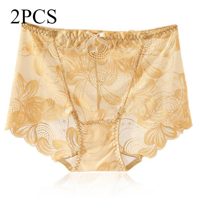 Sexy Lace Underwear for Women with No Trace High Waist Elastic Lifting Perky Buttocks Hollowed Out Large Size Antibacterial Panties