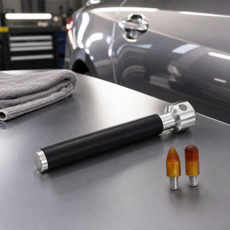 Body Repair Tool Pen with Replaceable Heads, Threaded Top and Rubber Grip for Auto Panel Finishing Task Support