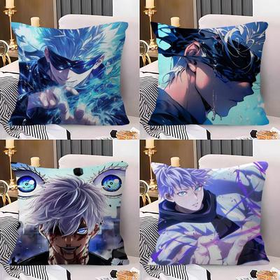 Jujutsu Kaisen Satoru Gojo Capa de Almofada Poliéster Almofadas de Sofá Decorativas Almofadas de Arremesso Decoração de Casa Capa de Almofada