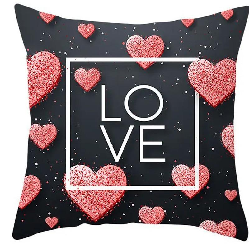 Valentines Love Rose  Heart Decorative Pillows Pattern Cushion Cover Suitable for Sofa Bedroom Car Pillow Cover