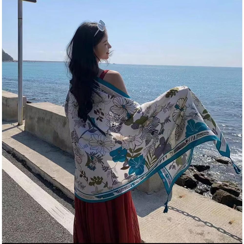 Chaka Salt Lake Great Northwest Tourism Ethnic Style Scarf Silk Scarf Women'S Summer Seaside Beach Shawl Sunscreen Thin