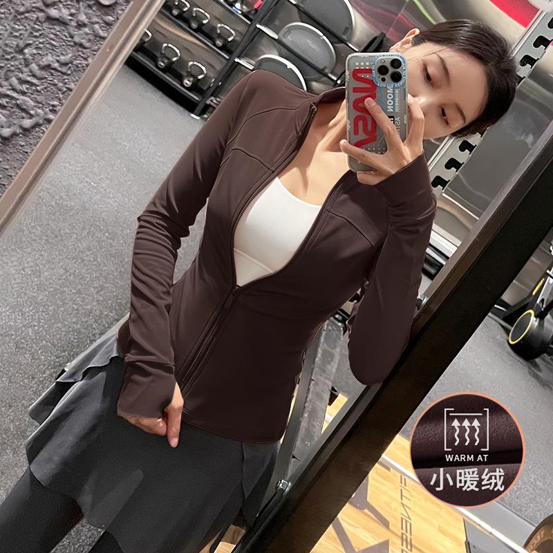 Yoga clothes women's 1011 new spring slim-fit stand-up neck sports jacket long-sleeved zipper warm fitness clothes top