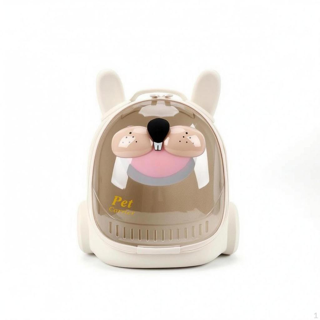 Space Capsule Pet Carrier Hard Shell Cat Backpack Domed Front Green