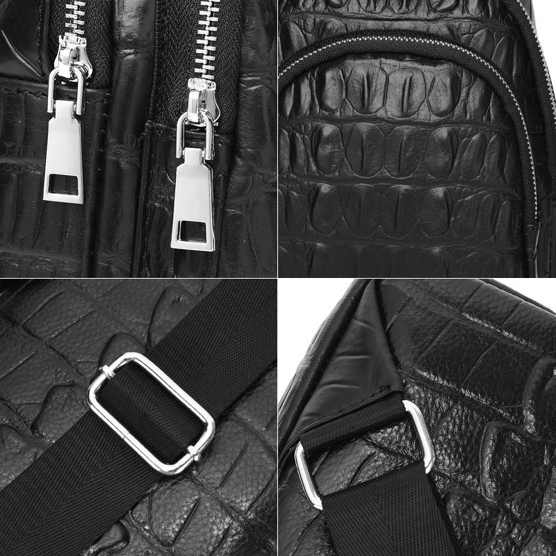 Crocodile Pattern Men's Genuine Leather Single-shoulder Chest Bag, Cowhide Crossbody Bag, Trendy Men's Front Crossbody Bag