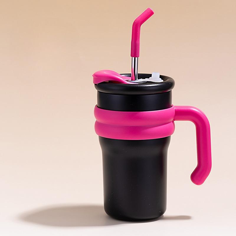 500ML Insulated Cup Cold and Hot Coffee Tumbler with Handle Lid Straw 316 Stainless Steel Water Bottle Vacuum Thermos Cup