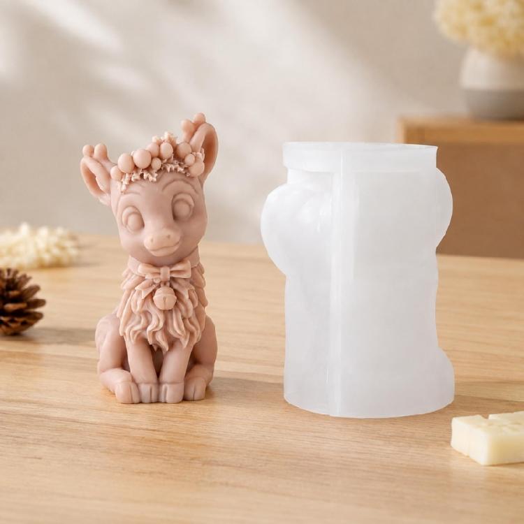 Winter Reindeer Candle Form, Christmas Silicone Craft Form for DIY Holiday Display and Home Handmade Projects Use