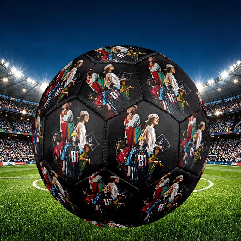Billie Eilish Print Size 5 Soccer Ball, PU Wear Resistant Football for Match Training and Daily Practice, Birthday Gift for Soccer Fans