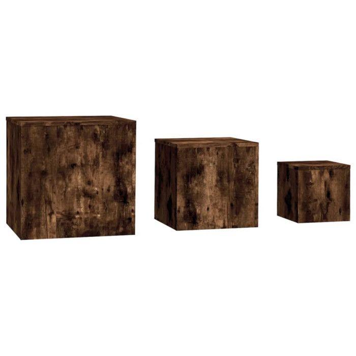 815987 vidaXL Side Tables 3 Pcs Smoked Oak Engineered Wood