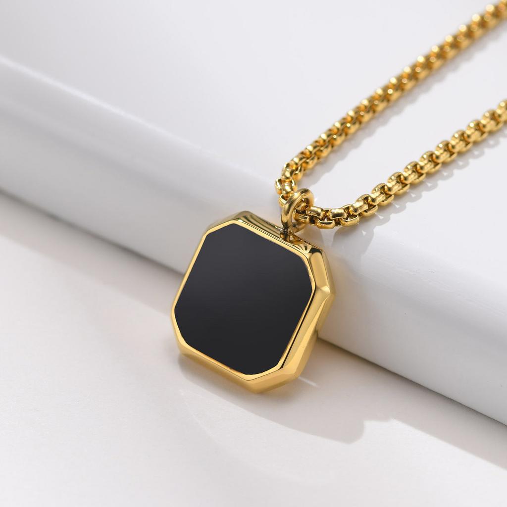 Stainless Steel Square Pendant Men, Sweater Stacked Necklace, Natural Tiger Eye Sweater Chain Nc-892