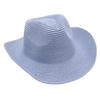 Adjustable Lightweight Wide Brim Solid Woven Panama Curled Straw Western Cowboy Visor Sun Hat With Accessories for Seaside Beach