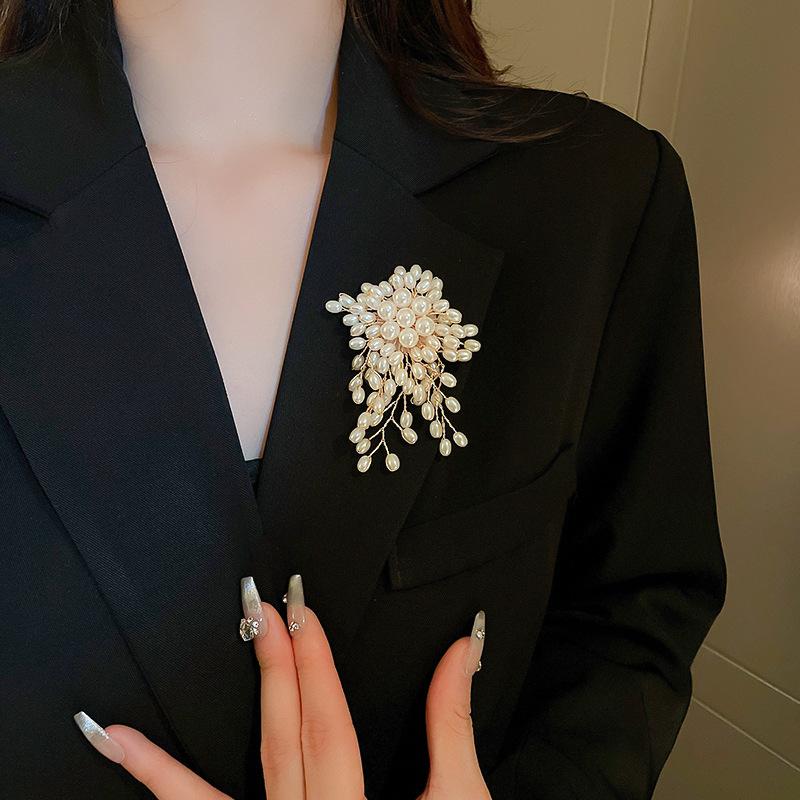 Mode Handgewebte Perlen Brosche Für Frauen Vintage Persönlichkeit Imitationsperlen Ohrringe Party Schmuck