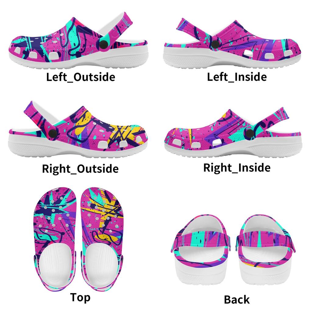 Unisex EVA Garden Shoes Color Printed Lightweight Breathable Slip On Clogs Beach Pool Bathroom Home Summer Wear Soft Comfort