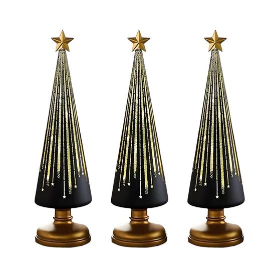 1/3Pcs Christmas Tree Decor with LED Light Built-in Timer Gradient Xmas Tree Sculptures Festive Home Decor