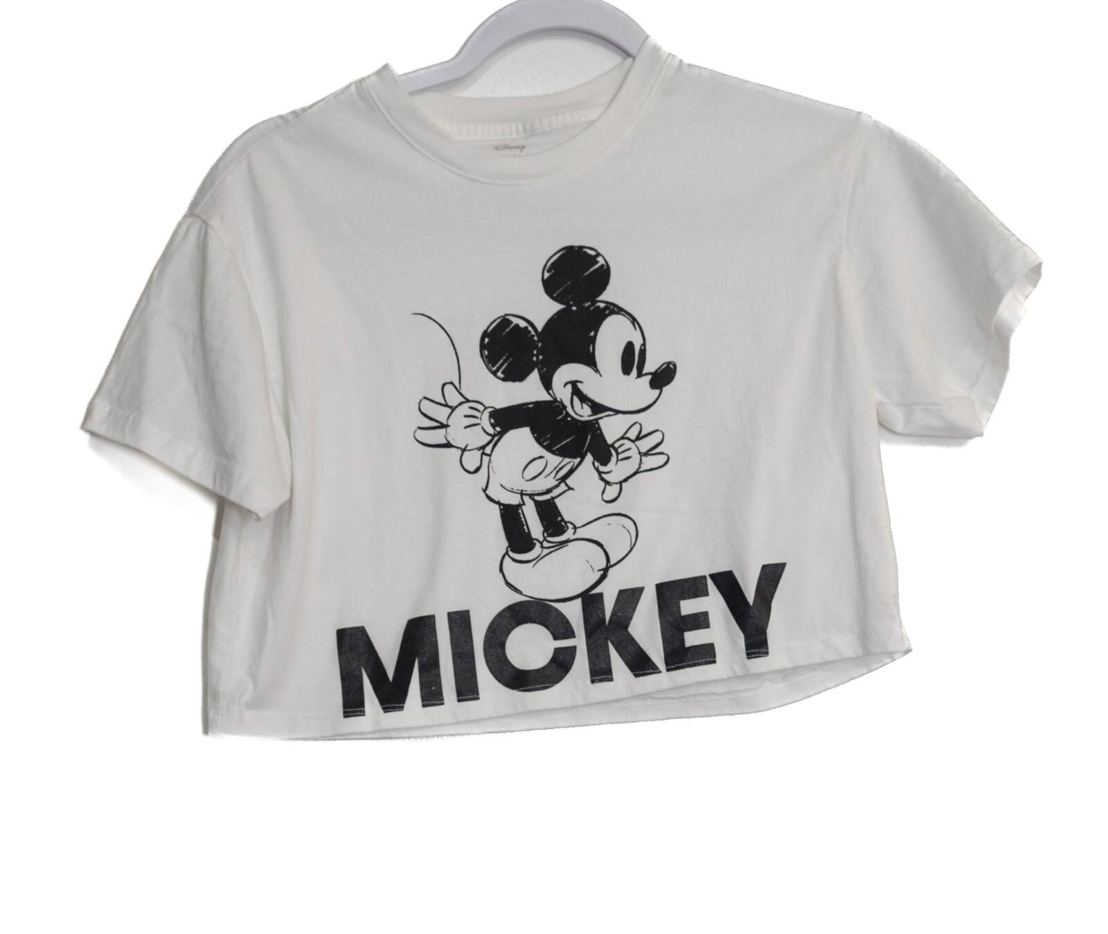 Disney Mickey Mouse White Cropped Graphic Size M Tee Womens Cotton Retro Style XXXXL