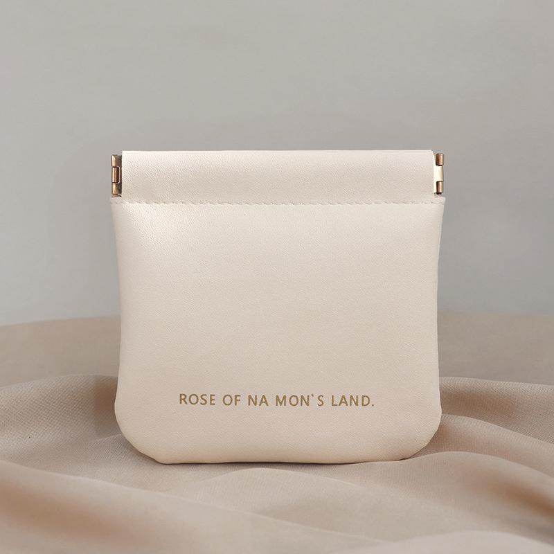 1Pc Mini Lipstick Key Jewelry Cosmetic Bag Women Portable Automatic Closing Makeup Storage Bag Pouch PU Earphone Coin Handbag
