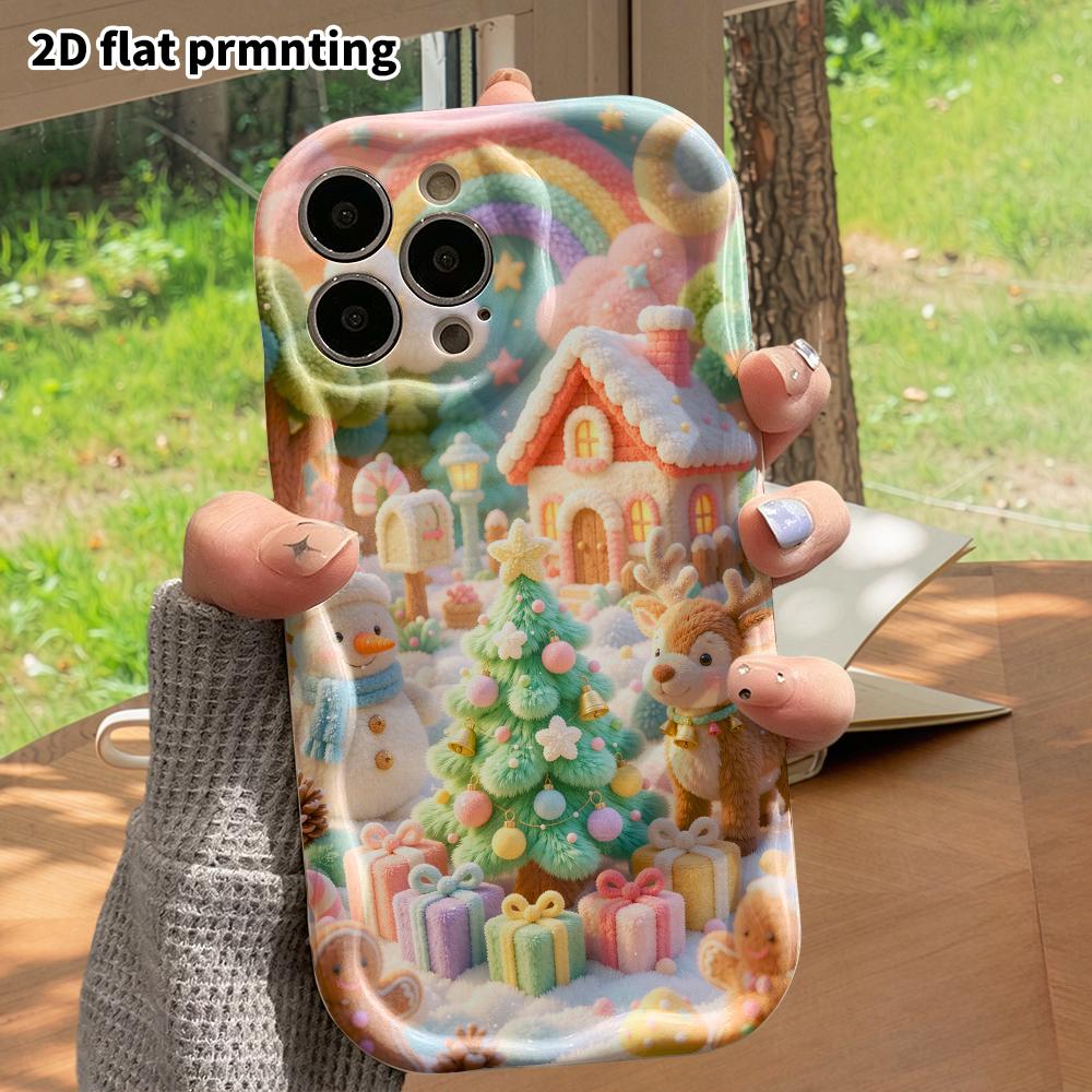 Phone Case: 2D Flat, Suitable for iPhone 18 17 16 15 14 13 12Pro Protective Case, Winter Christmas Plush Town, Perfect Festive Gift for Christmas and