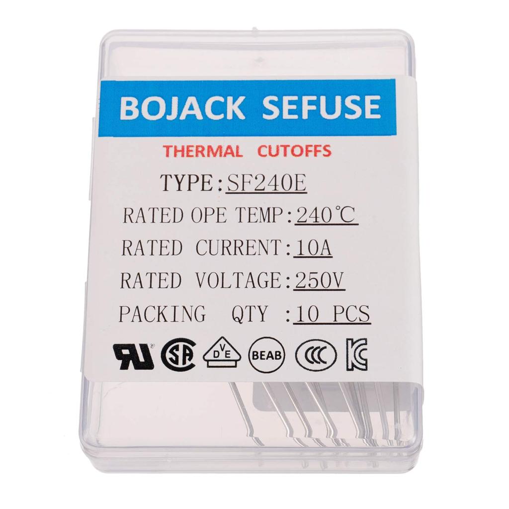 BOJACK SF240E SEFUSE 10A 250V Thermal Fuses 240 Degrees Celsius Thermal Cutoffs (Pack of 10)