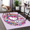 Office Rug Hello Kitty, Rainbow Anti-Slip Rug, Machine Washable for Living Room, Bedroom, Office, Multiple Sizes, Bedroom Mat, Decorative Mat, Durable