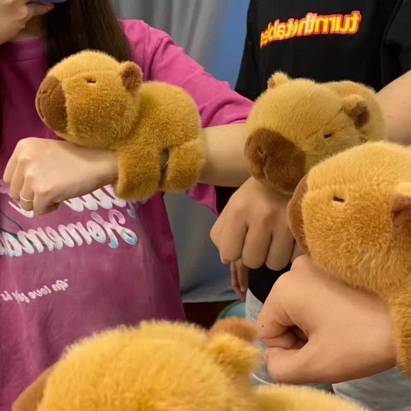 Animal Capybara Clap Circle Toys Slap Snap Wrap Wristband Bracelet Capybara Plush Hand Ring Fun Pop Circles Children Gift