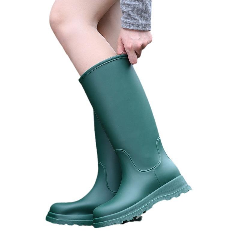 Fashion classic rain shoes women's high rain boots rainy day outdoor travel thickened non-slip waterproof shoes women's rubber shoes British boots