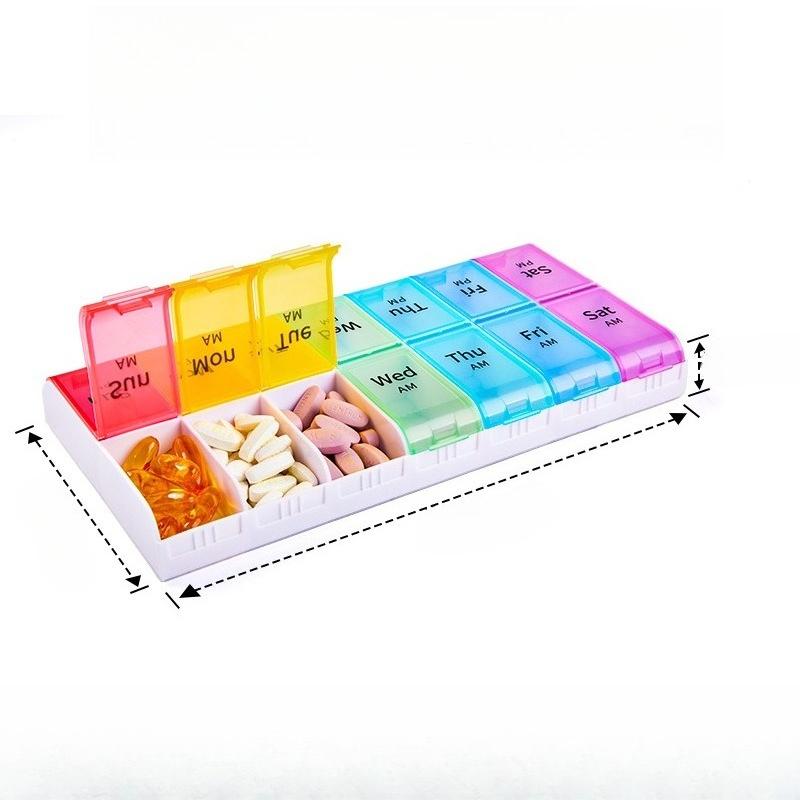 1pc Weekly Pill Organizer with 14 Compartments, AM/PM Design Prevents Mistakes, Large Capacity & Portable, BPA-Free PP